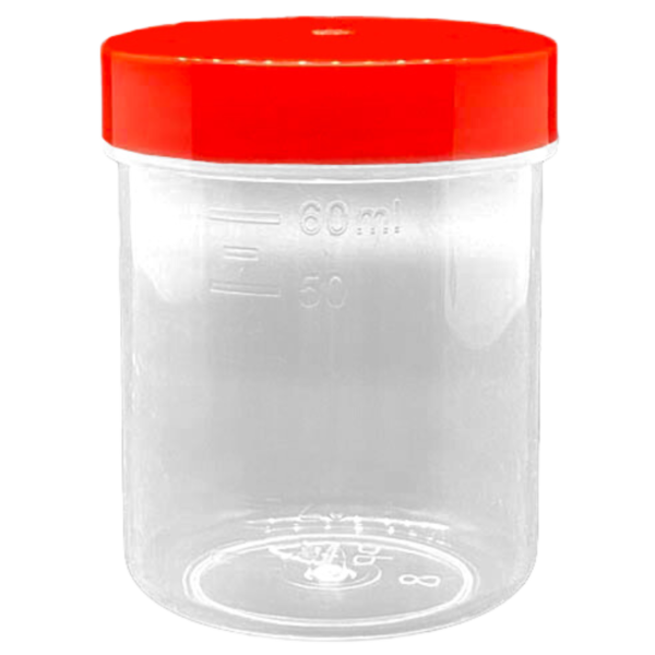 Frasco 60 c.c. muestra para orina (fabricados en Sala Limpia y autoclavables)